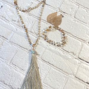 jBloom Natural Stone and Rose Gold Jewelry Set